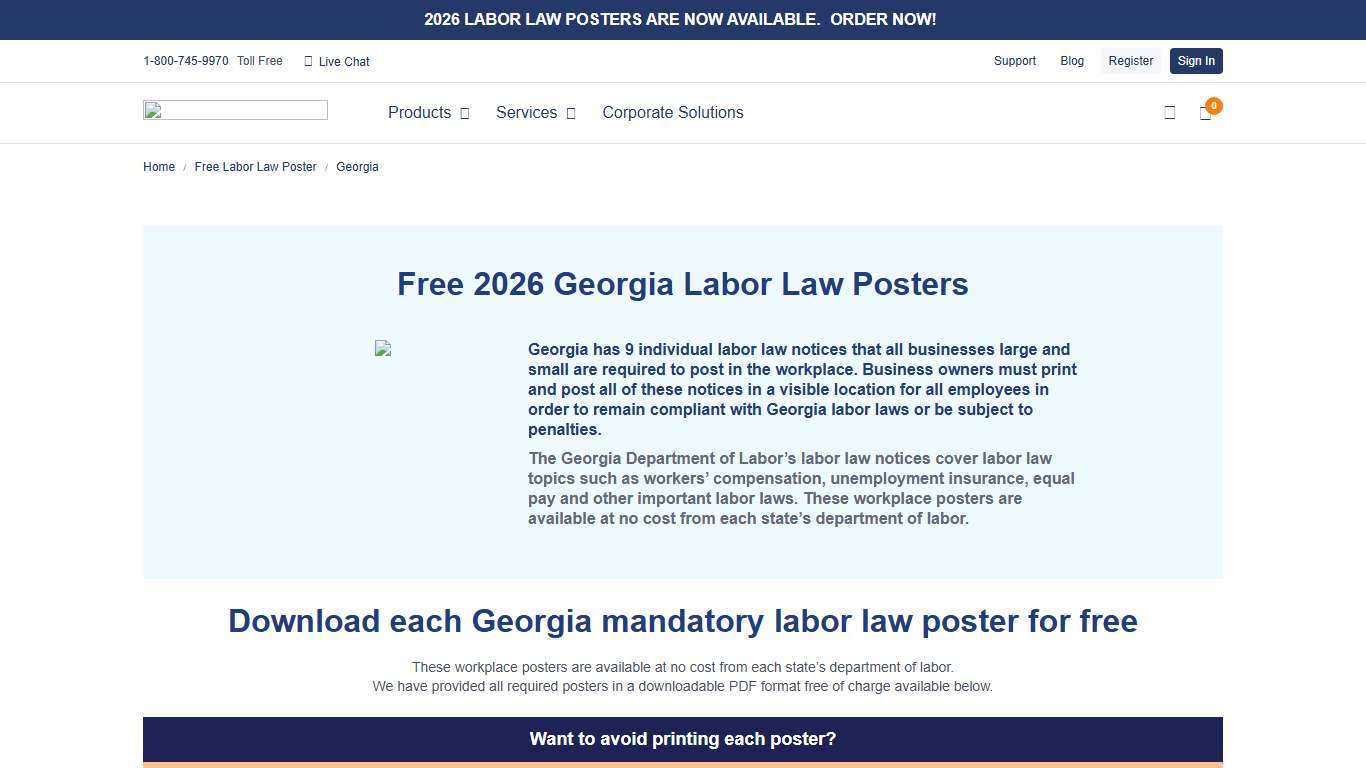 Free 2026 Georgia Labor Law Posters Labor Law Center
