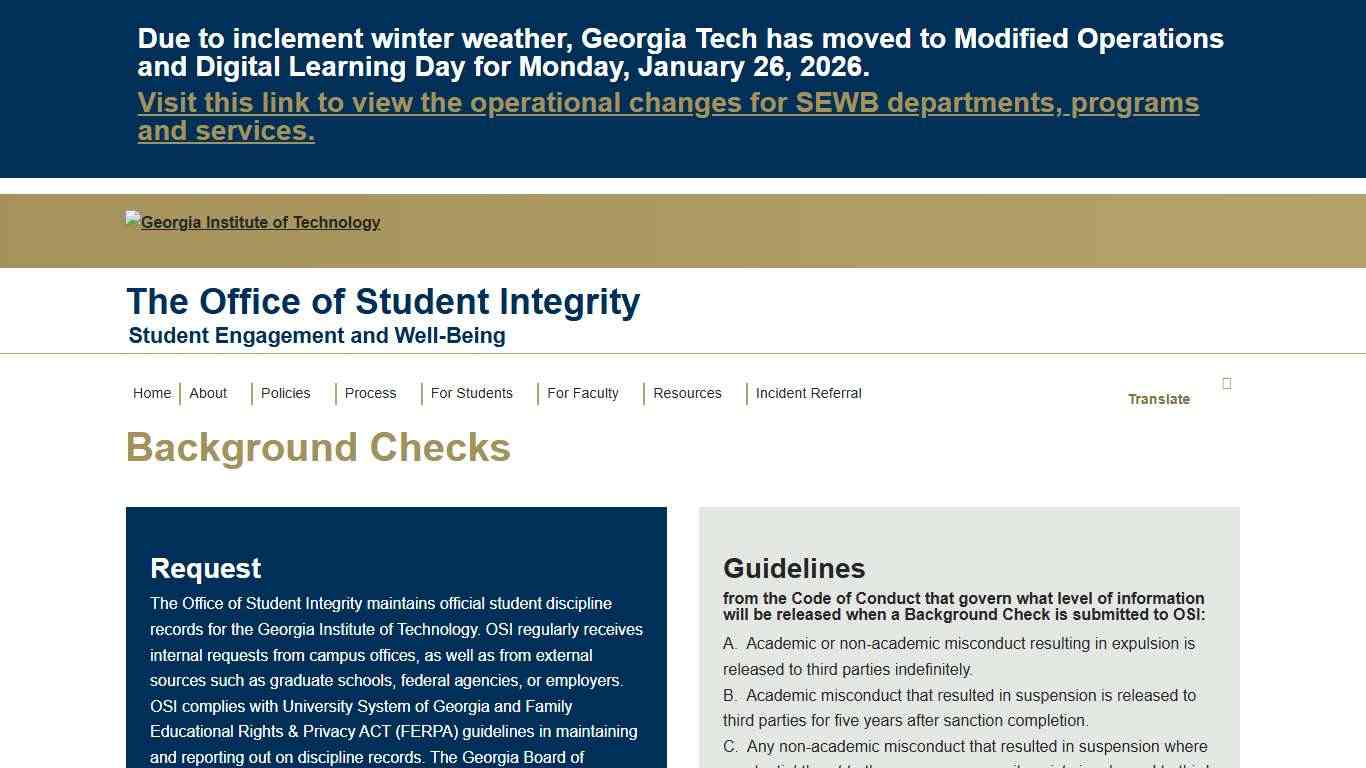 Background Checks The Office of Student Integrity